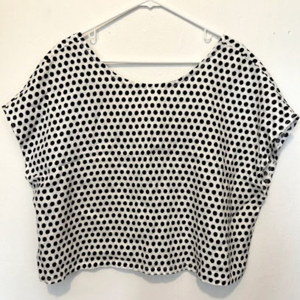 Cynthia Rowley Crop Top 100% Linen Polka Dot XL
